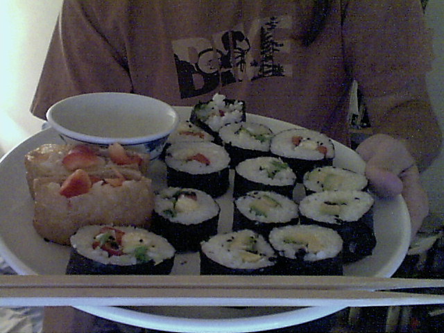 A plate of sushi.