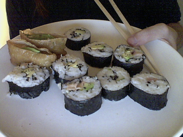 A plate of sushi.