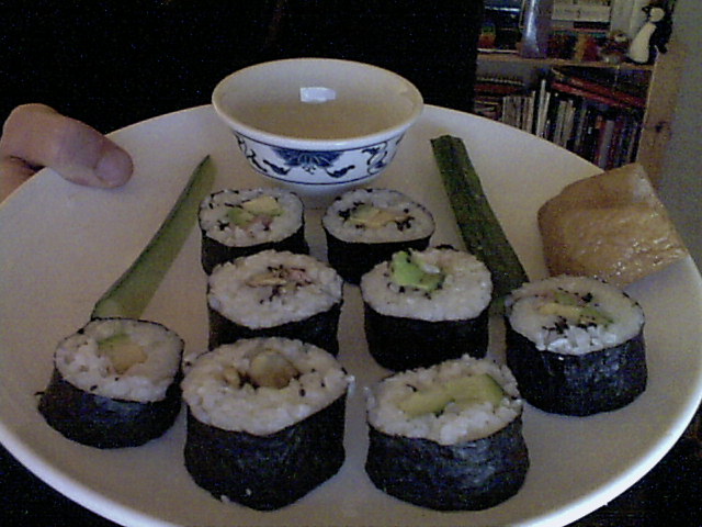 A plate of sushi.