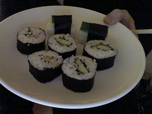 A plate of sushi.