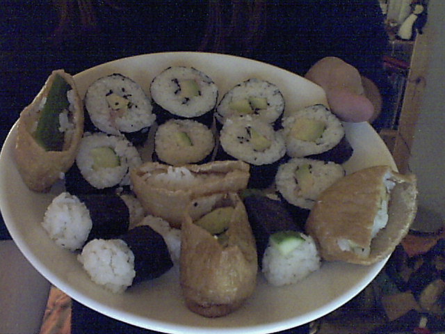 A plate of sushi.