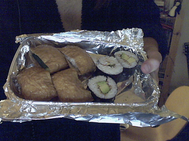 A plate of sushi.