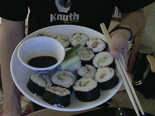 A plate of sushi.