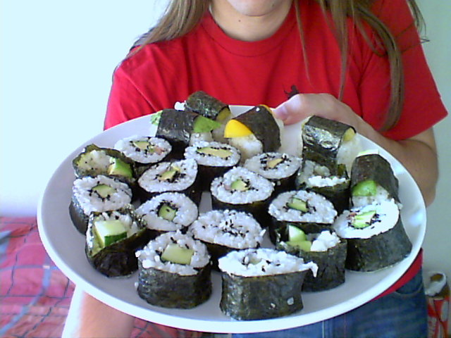 A plate of sushi.