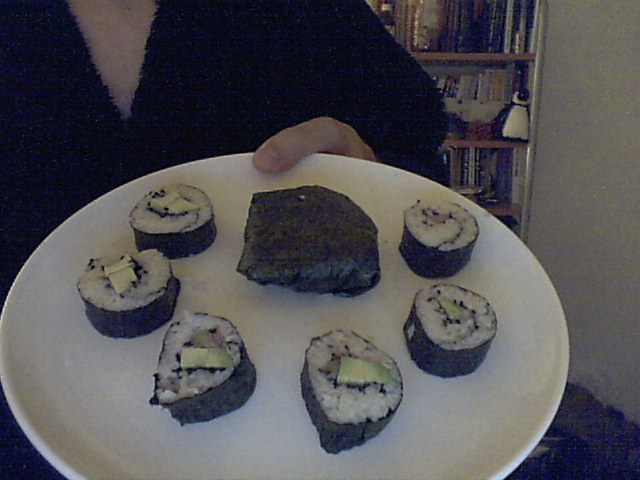 A plate of sushi.